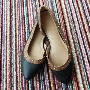 Black Flats with brown trim